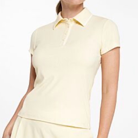 CALIA by Carrie Underwood Tops - CALIA by Carrie Underwood Women's Rib Short Sleeve Polo Panna Cotta | Size XXL